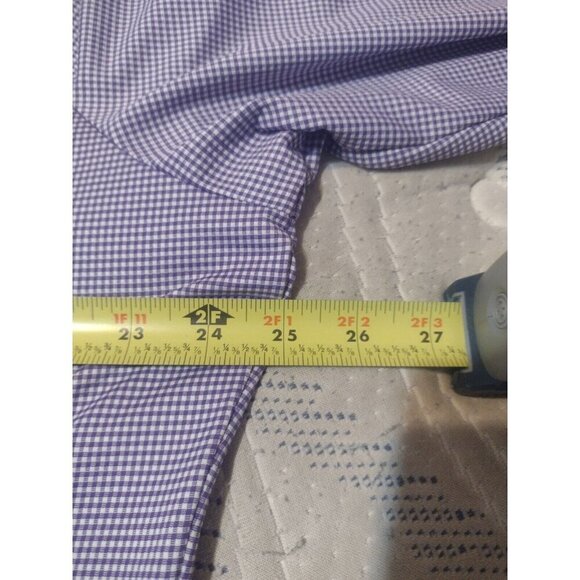 Men's Mizzen+Main LS Purple White Check Dress Button Shirt Size 2XL Trim Fit - Picture 9 of 10